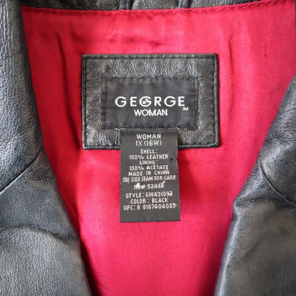 George Woman Black Leather Blazer Jacket, Size XL - Picture 11 of 16